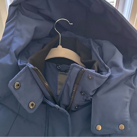 Vince Camuto Quilted Blue Puffer Winter Jacket Large Zip Pockets Detachable Hood - Picture 5 of 13